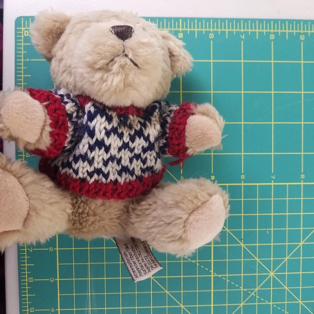 Teddy Bear Plush Stuffed‎ Toy Red white blue Sweater Tan Hugfun International 6